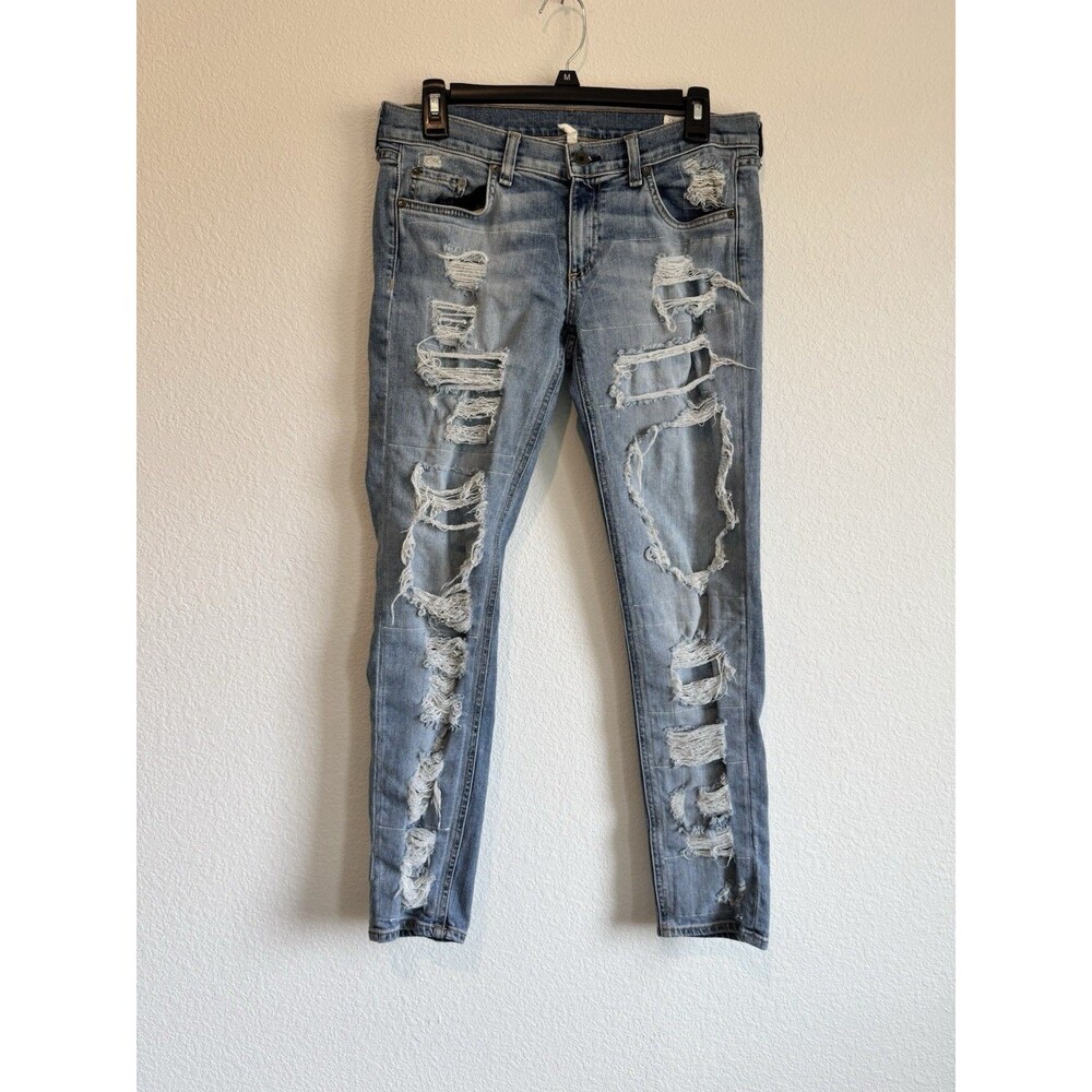 Rag & Bone Women's The Dre Brigade Jean Distressed Skinny Light Wash Size 27